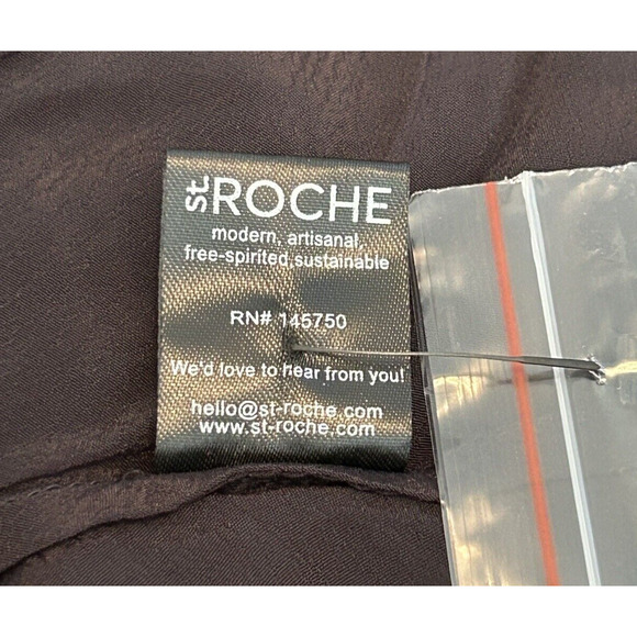 St. Roche Leith Lace Floral Embroidered Midi Dress Black Size 0 Puff Sleeves NWT - Picture 11 of 14